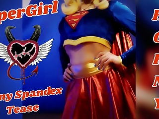 Supergirl In Shiny Spandex Teases And Plays With Herself free video