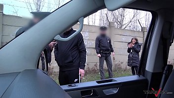 Hardcore Action In Driving Van Interrupted By Real Police Officers free video